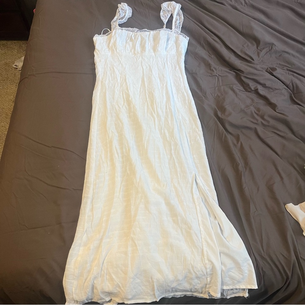 Elegant White Lace Trim Dress